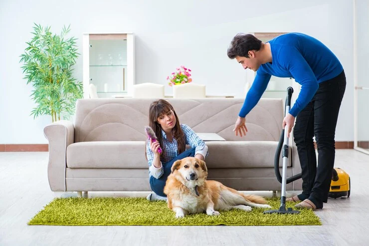 Clean the house with pets around
